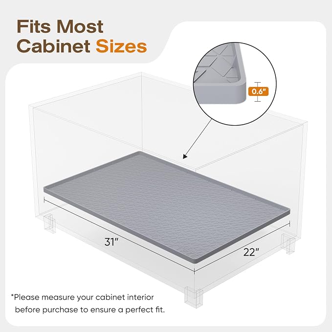 TRZZ Waterproof Under Sink Mat, 31"x22", Drip Tray Shelf Liner, Mint Green | Silicone, Cabinet Protector, Home Organizer, for Kitchen, Bathroom, Multipurpose, Easy Clean, Leak Proof, Organizes Cabinets