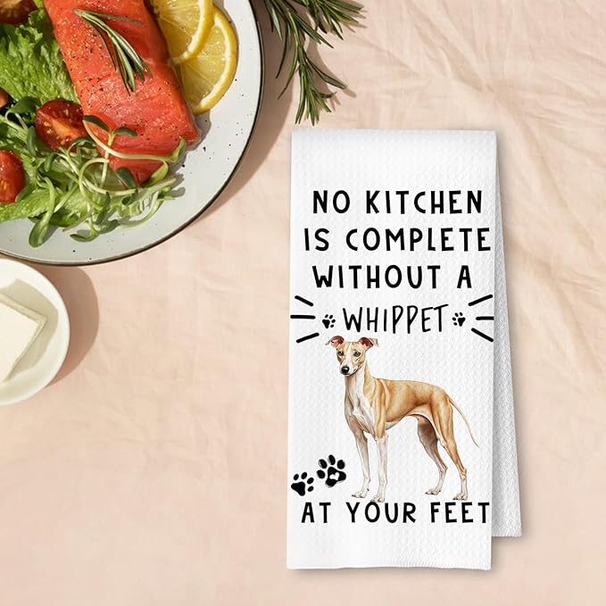 Whippet Funny Dog Kitchen Towels - A Kitchen is Not Complete Without A Whippet Waffle Weave Hand Towels for Home Bathroom Decorative,Dog Lovers Gift,16×24 Inch