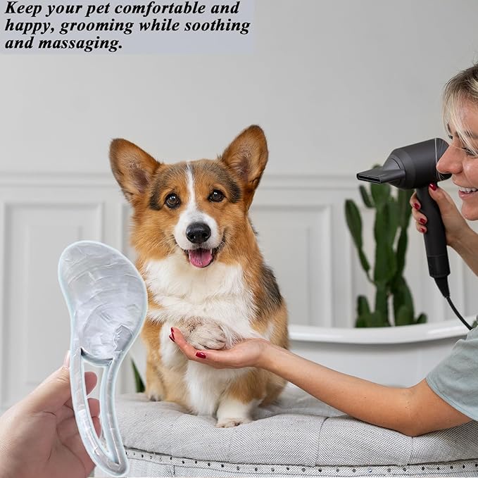 Dog Grooming Brush, Soft Puppy Massage Brush, Pet Hair Bathing Brush Comb, Hangable Grooming Tool for Poodles, Teddy, Yorkies, Maltese, Shih Tzu, Chihuahua (Marble Grain Grey)
