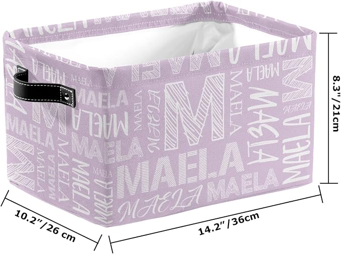 Foldable Personalized Storage Box for Boys Girls with Name Waterproof Kids Custom Storage Bin Baskets Cube Boxes Organizer with Handles for Organizing Shelf Closet, 1 Pack