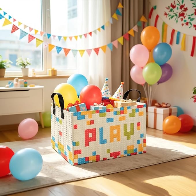 Rectangular Building block Storage Basket | Gifts Bag for Books,Clothes,Gifts,Pets-Perfect for Home,Office,Nursery,Dorm,Shelf