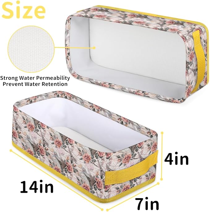 Rose Paris Tower Letter Bathroom Storage Basket, Foldable with Handle Open Countertop Paper Towel Decorative Box, Toilet Tank Top Shelf Baskets for Home Closet Bedroom Living Room Office