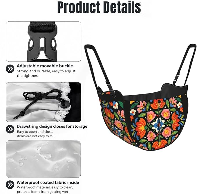 Hungarian Embroidery Car Seat Organizer-Backseat Storage Bag for Travel | Waterproof Durable. Holds Snacks Gear Essentials. Fits Most Cars.