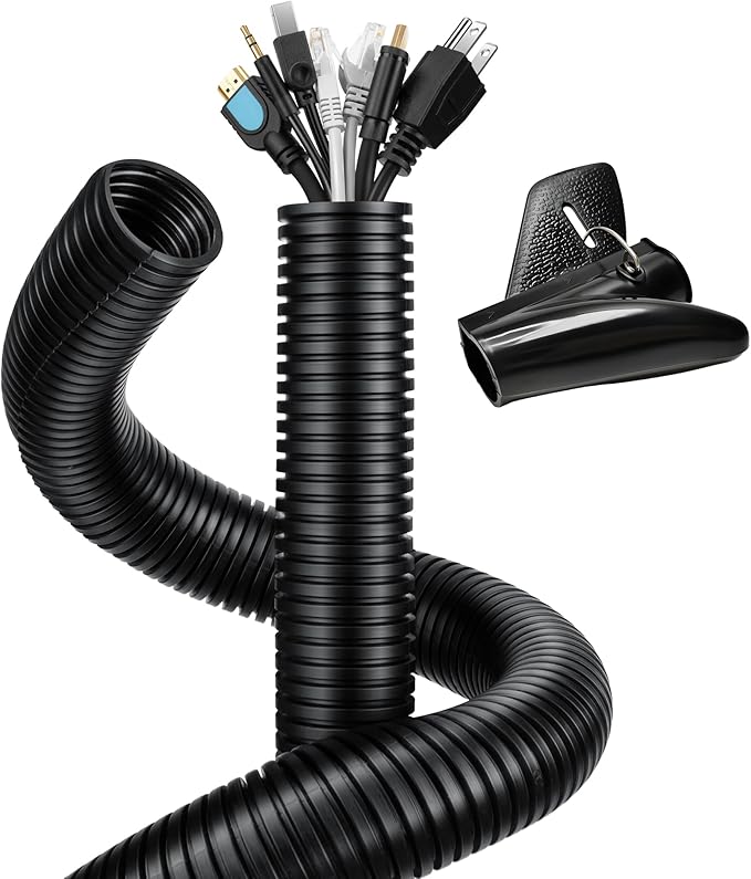 Wire Loom 1 inch 13ft, Split Loom, Outdoor Cord Protector | Flexible Wire Conduit Automotive, Wire Protector Tubing, Black
