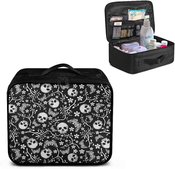 Rnyleeg First Aid Kit for Home Skull Print Empty First Aid Bag Portable Medical Kits for Outdoor, Boat, Camping, Hiking