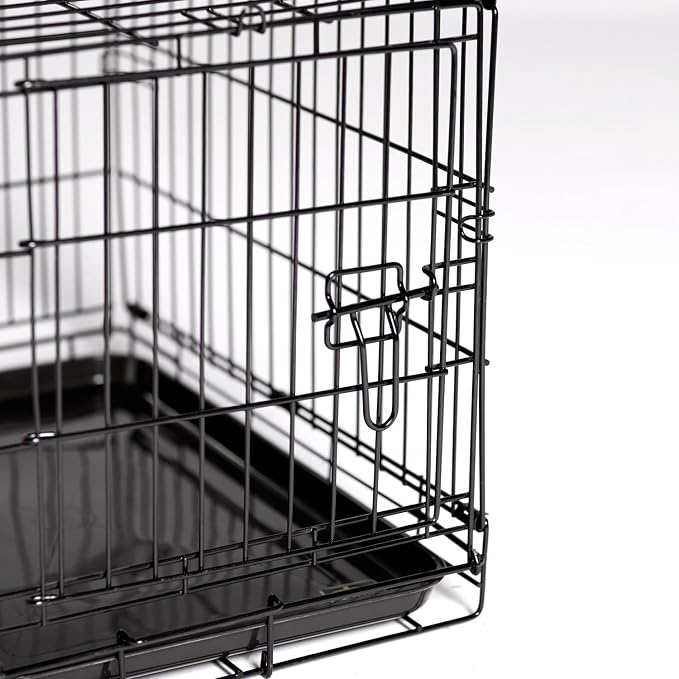 Prevue Pet Products Home On-The-Go Single Door Dog Crate - Extra Extra Small Collapsible Dog Cage for Travel, Indoor, and Outdoor Use, Foldable Kennel Design, Deep Plastic Pan - XXS, Black