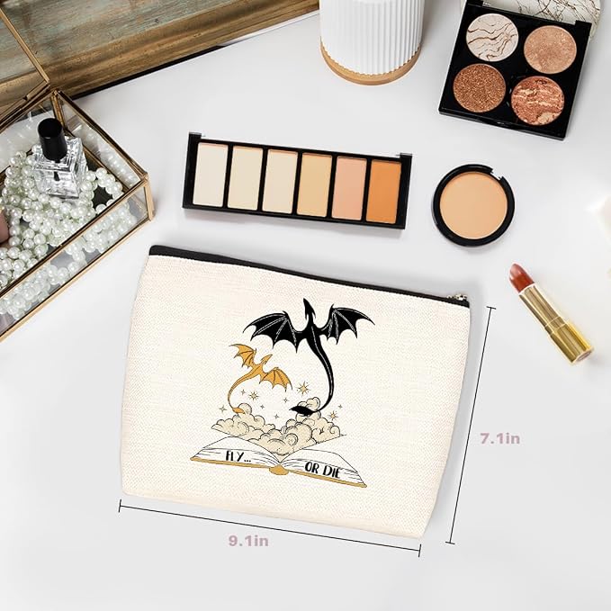 Fantasy Dragon Makeup Bag, Book Lovers Gifts Bookish Gifts Cosmetic Bag | Fantasy Halloween Christmas Birthday Gifts for Readers Women Girls Friends Niece Book Accessories Travel Toiletry Bag