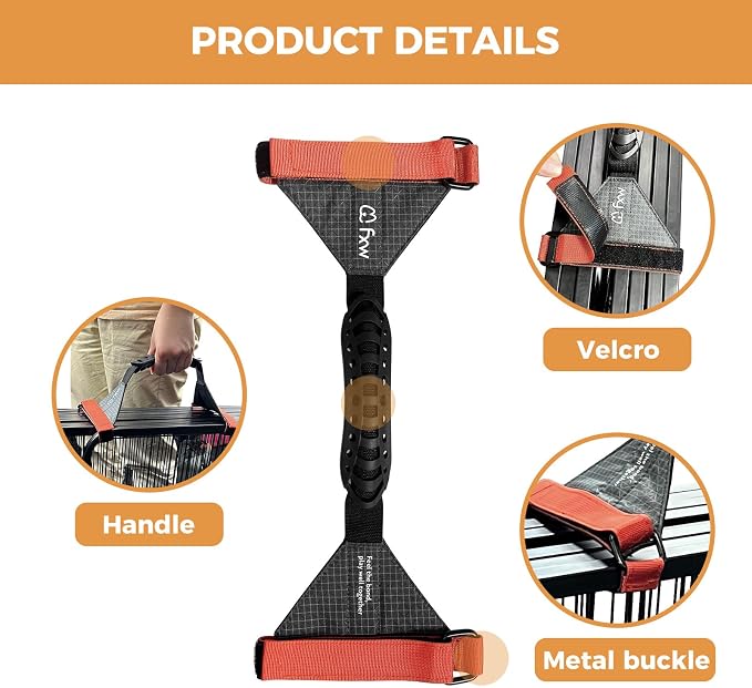 FXW Easy Carry Straps for Dog Playpen, Designed for RV Trips, Orange | For 8 Panels Playpen, Comfortable Grip, Patent Pending, Playpen Not Included