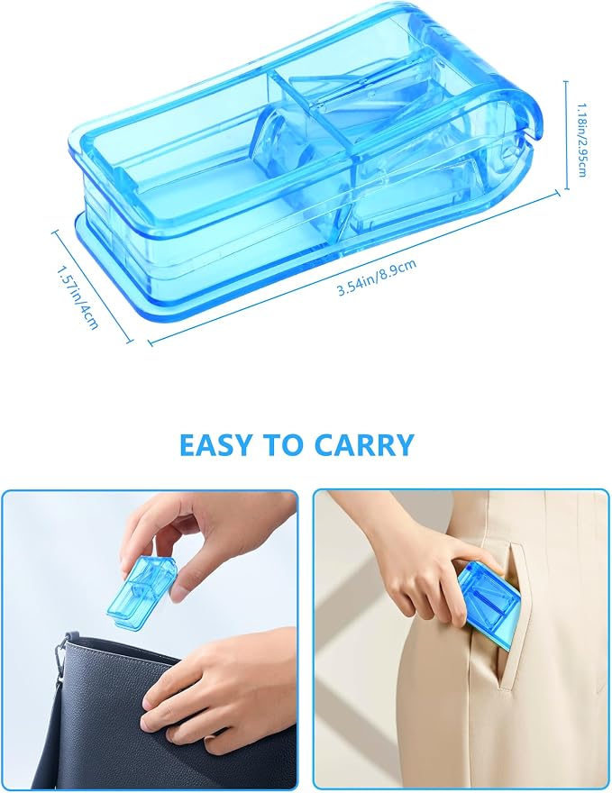 Pill Cutter Splitter for Small and Tiny Pills Best Pill Cutter Splitter 1/4 Vitamins Pill Splitter Cuts with Shield Medicine Tablet Cutter Doubles as a Pill Organizer