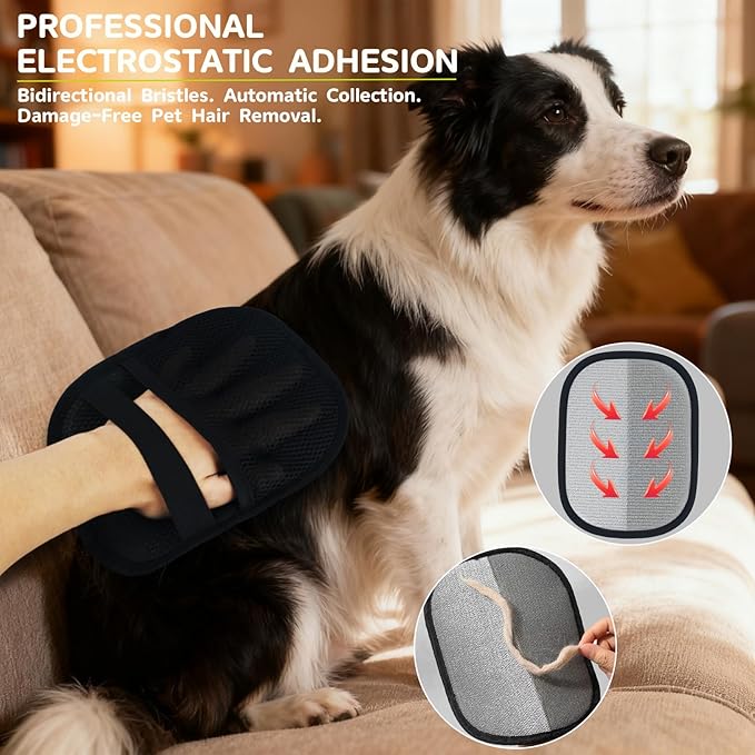 3PCS Pet grooming kit ,Pet hair removal glove | Dog Bath Brush | Pet Grooming Glovesc, Newly Upgraded Reusable Electrostatic Pet Hair Gloves & dog bath gloves for dog grooming & pet hair cleaning