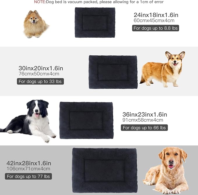 BVAGSS Reversible Dog Crate Pad, Memory Foam Pet Bed Mat, Soft Warm Machine Washable Sleeping Kennel Mattress for Small Medium Dogs XH079 (36''x23''x1.6'',Dark Grey)