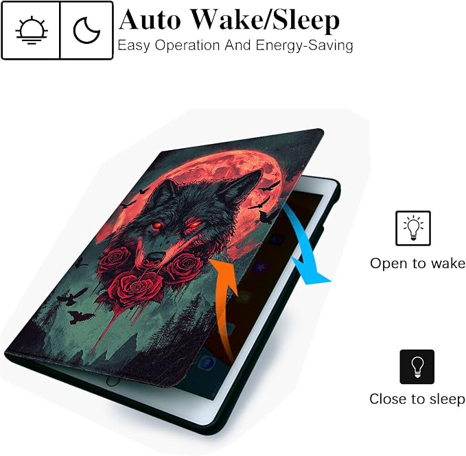for Microsoft Surface Pro 11/10/9-13" 2024/2022 Tablet Case,Auto Wake/Sleep,Adjustable Stand Protective Cover - Dark Wolf Moon