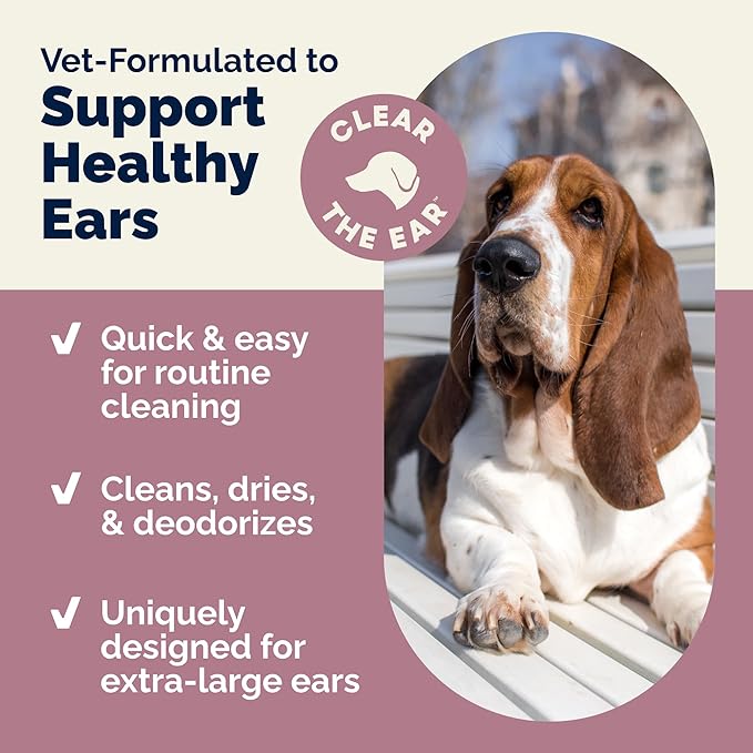 Vetnique Oticbliss Cat & Dog Ear Wipes - Dog Ear Infection Wipes or Dog Ear Cleaner Wipes for Dirty, Waxy, Smelly Ears, Odor Control with Aloe Vera & Salicylic Acid (X-Lg Ear Cleaning Wipes (60ct))