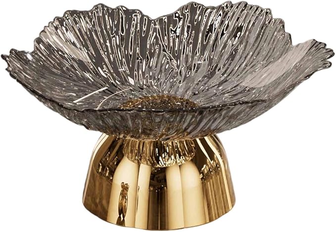 Decorative Pedestal Bowl Dish Holder Dessert Display Stand Decor Fruit Basket Serving Tray for Drawing Room Housewarming Gift, A Gray