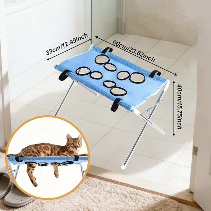 Pet Grooming Hammock Harness with Mesh Material for Bathing Nail Trimming Restraint and Grooming Stand Suitable for Cats Small Dogs Grooming Home Use, Blue