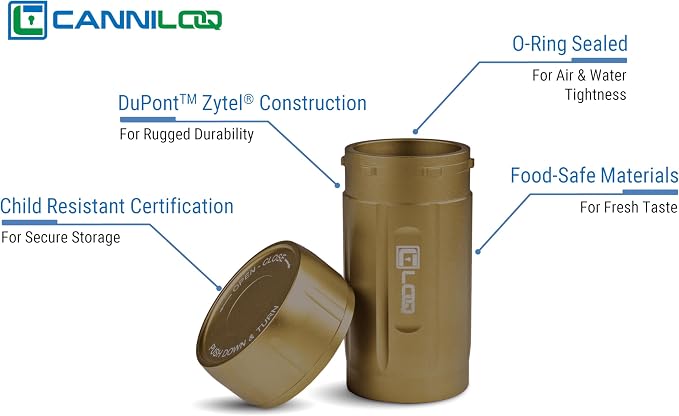 TXD120 Airtight Storage Jar and Smell Proof Container Keeps Herbs Fresh for Months, 120ml, Tan Body, Tan Cap