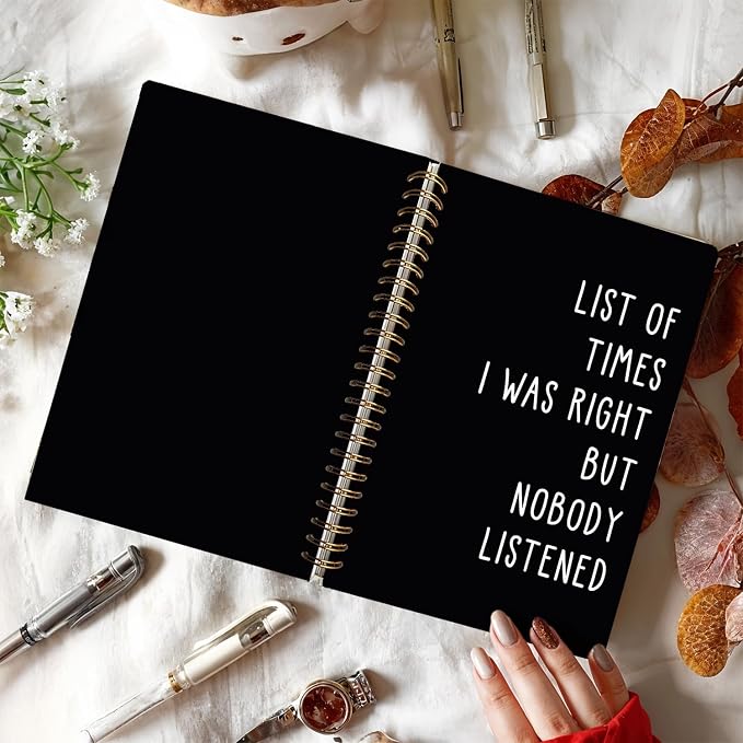 LIANGW Sarcastic Notebooks for Work, Funny Notebooks Journal | Funny Office Gifts for Coworkers, Funny Notebooks for Work, Office Humor Gifts, Black Spiral Notebook 5.5x8.3 Inch