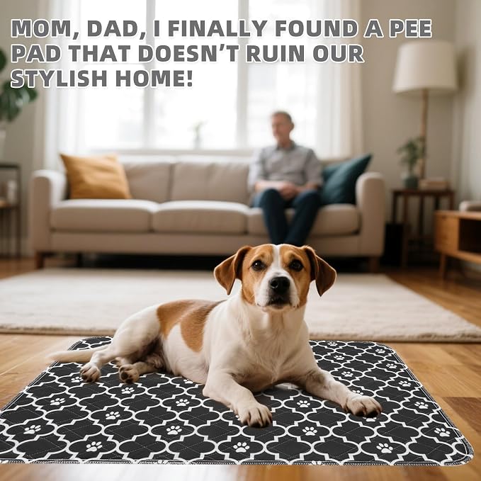 Washable Pee Pads for Dogs, 2 Packs Super Absorbent Leakproof & Non-Slip Dog Pee Pad Extra Large, Reusable Puppy Training Pads Waterproof, Pet Mat Rug for Whelping,Floor,Crate,Cats, 36"x41"
