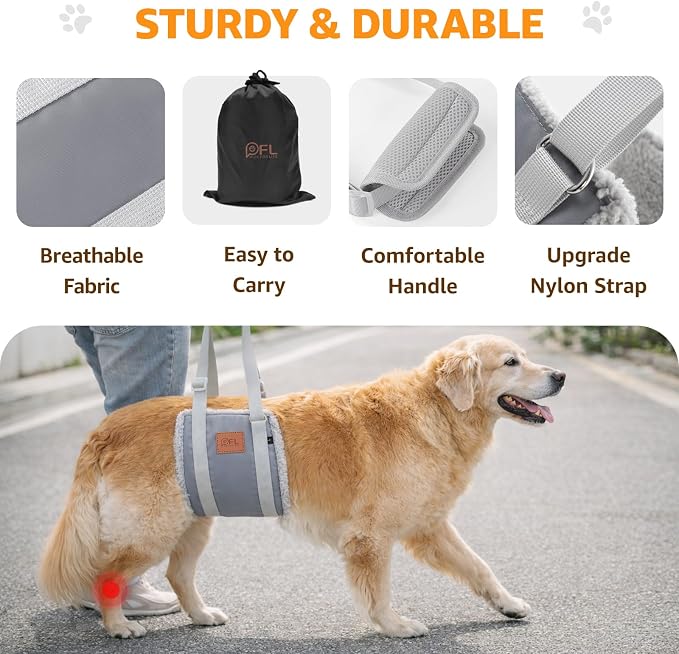 Adjustable Dog Sling for Large Dogs Hind Leg Support Weak Legs Mobility Aid | Dog Lift Harness, Helps Seniors, Injured, Disabled and After ACL Surgery Dogs, Daily Walk/ Stairs, Soft Padded, Easy to Use