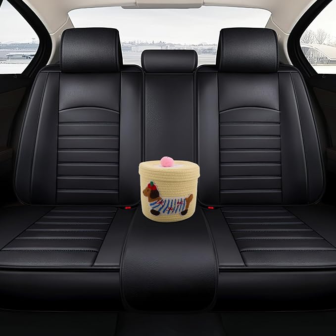 Unomor Cute Puppy Basket Car Storage Bin with Lid, Woven Cotton Rope Organizer for Dog and Pet Supplies, Dustproof Yellow Cover 22x19cm for Vehicle Interior