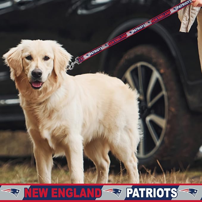 Pets First NFL Licensed New England Patriots Pet Leash, Size Large – Durable Satin Dog & Cat Walking Strap and Pet Tether with Embroidered Team Name & Logo