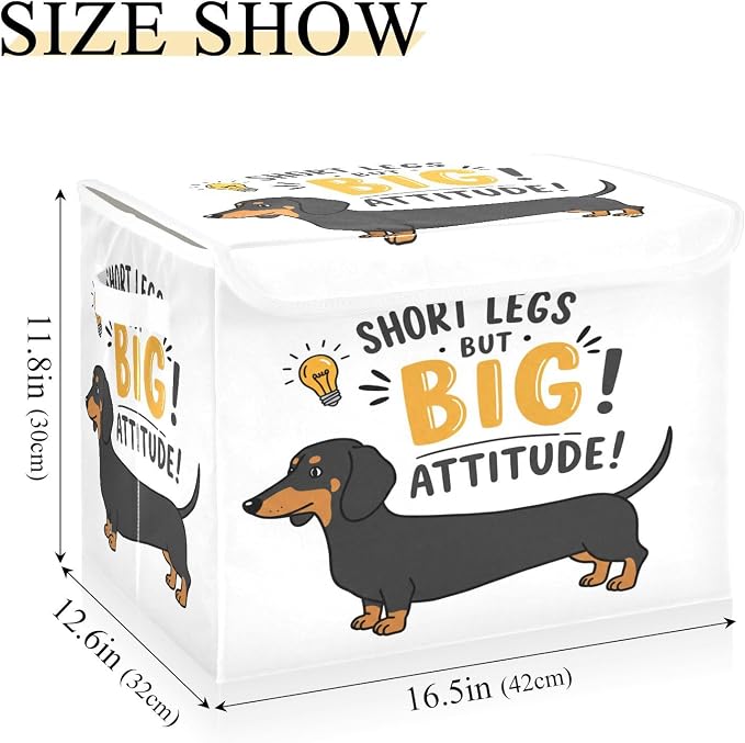 Dog Canine Storage Bins with Lids Closet Bedroom 40L Storage Basket | Decorative Storage Boxes, Foldable & Stackable, Dust-Proof Flip Top, Reinforced Handles, For Home & Dorm, Clothes & Toy Box