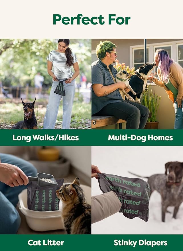 Earth Rated 3X Protect Dog Poop Bag Rolls, Odor Blocking Leak Proof Extra Thick, Unscented, 120 Count | Leak Proof Extra Thick