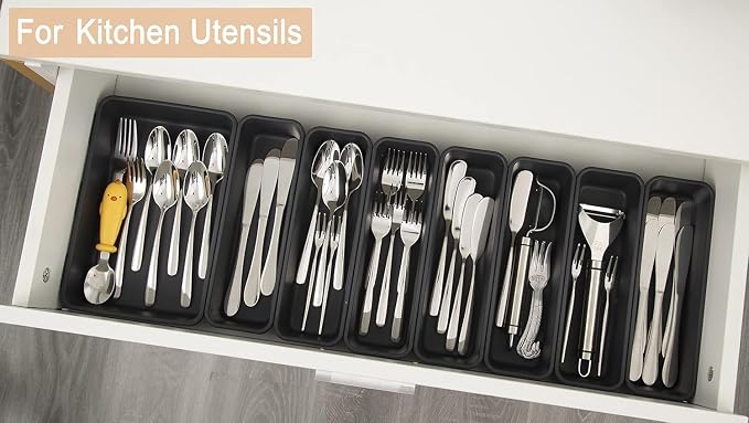 Kutesna 25 PCS Interlocking Desk Drawer Organizer Separator for Office,Bathroom,Kitchen,Makeup,Tool（4 Sizes） (Pack of 2)