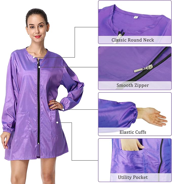 Polyester Professional Salon Smock Hair Stylist Jacket | Water-resistant Haircut Cape, Pet Grooming Workwear, Barber Apron