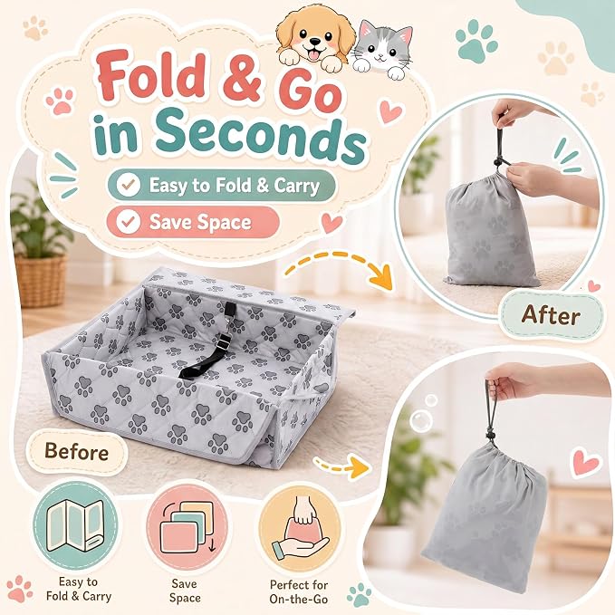 Gerrii Shopping Cart Cover for Dogs, Grocery Cart Seat with Safety Harness, Durable Waterproof Oxford Fabric, Universal Fit Liner with Storage Bag, Portable & Easy to Clean