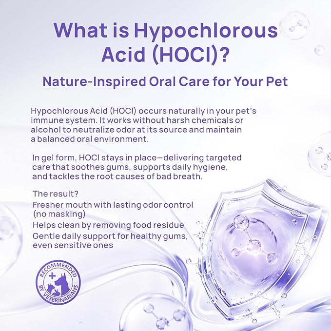 HICC PET Dog Dental Gel, Vet-Trusted Teeth Cleaning Gel for Dogs & Cats, Pet Breath Freshener, Maintains Gum Health, Natural Enzymatic Oral Repair Gel Kit, No Brushing Required, Non-Toxic. 2 fl oz