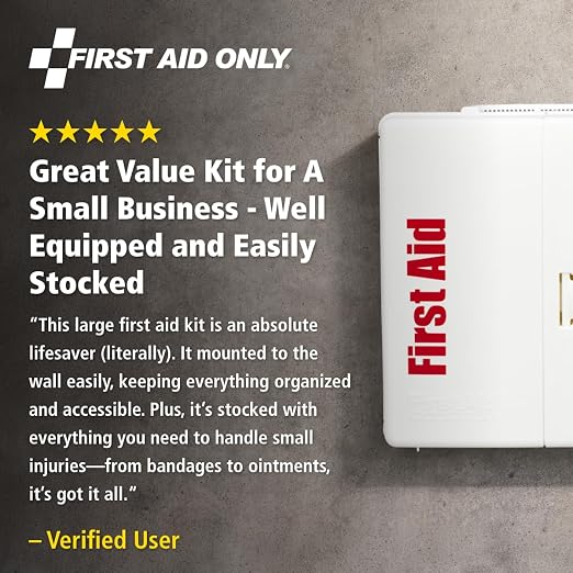 First Aid Only SmartCompliance 50-Person OSHA Compliant First Aid Kit for Business and Office Spaces - Large Plastic Cabinet - Emergency Supplies for Cuts, Bruises, and Scrapes - 245 Pieces