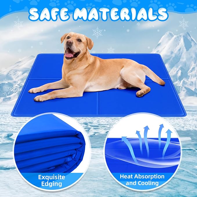 Drydiet 4 Pack Dog Cooling Mat - 13'' X 16'' Solid Gel Self Cooling Mat with Storage Bag Pressure Activated No Refrigeration or Electricity Needed Pet Pad for Dogs & Cats Kennels, Crates, Beds