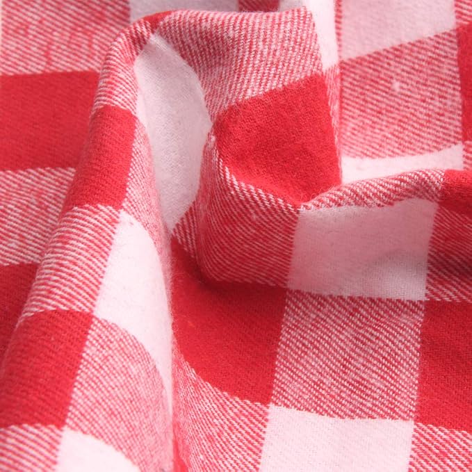 YAKA Pet Dog Bandana Triangle Bibs Scarf, Double-Cotton Plaid Printing Kerchief Set Accessories for Small and Medium Dog (Large/Neck Circumference suitable9.8-19inch, Red and Black lattices)