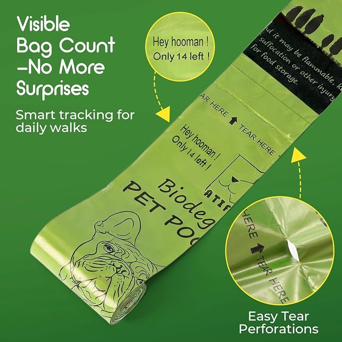 ATIFBOP Biodegradable Dog Poop Bags 720 Count, 48 Rolls Lemon Scented | Strong & Extra Thick 9×13 Inch Refill Bags for Dog Walks, Cat Litter Cleanup, Baby Diaper Disposal & Everyday Carry