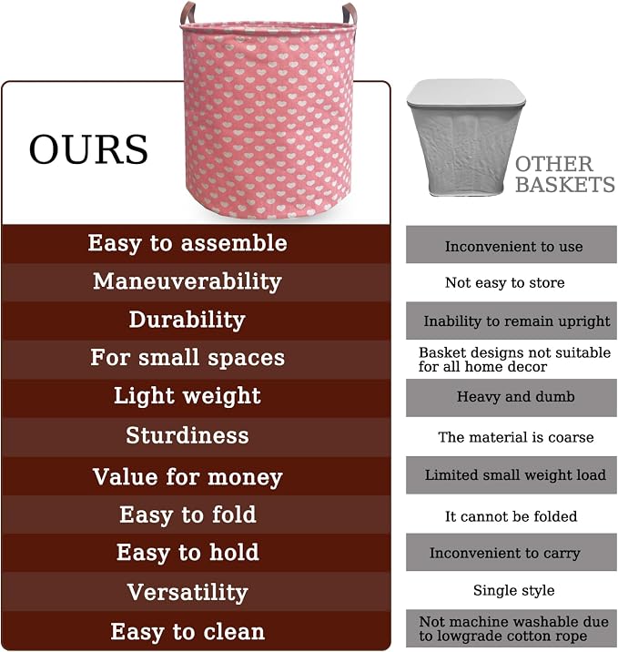 Waterproof Laundry Hamper Collapsible Laundry Basket Leather Handle Laundry Bag Large Clothes Storage Toy Organization for Bathroom Bedroom Laundryroom College Dorms (Laundry Basket-002)