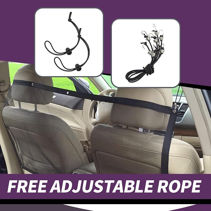 Black Fence, Pet Barrier Backseat Mesh, Car Divider Net, Dog Guardrail, SUV Pickup Small Car (45.2In x 24.4In)
