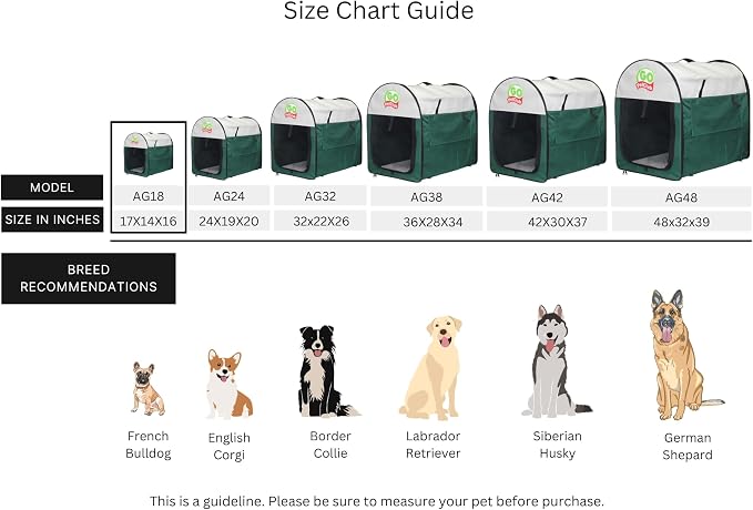 Go Pet Club 18" Rounded Top Soft Collapsible Dog Crate, Portable Pet Carrier, Thick Padded Pet Travel Crate for Indoor & Outdoor, Soft Sided Pet Foldable Kennel Cage with Durable Mesh Windows, Green