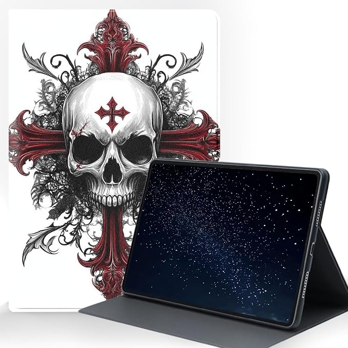 for Samsung Galaxy Tab S10 Ultra 2024/S9 Ultra 2023/S8 Ultra 2022 14.6 Inch Tablet Protective Cover with Adjustable Stand and Magnetic Auto Wake/Sleep,Skull Cross