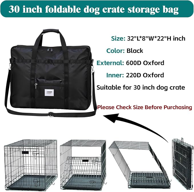 Dog Crate Storage Bag, 30 Inch Heavy Duty Waterproof Carrying Bag with Handles for Foldable Wire Crates & Pet Supplies