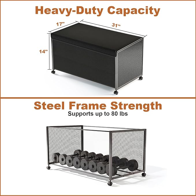 Fokyfok 2Pack Under Bed Storage Containers,14 inch Height,31 inch Long | Under Bed Shoe Storage,Underbed Storage with Wheels,Large Rolling under bed Clothes Storage Drawers,Lid,Dorm Tall,Black