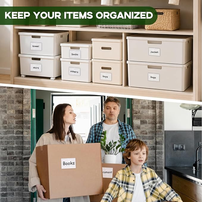 52 Pack Label Pockets for Storage Bins, 3x5 Sticky Index Card Holder | Goefun Clear Adhesive Pockets 3'' x 5'', Plastic Labels for Tote Library, Classroom Box Organization