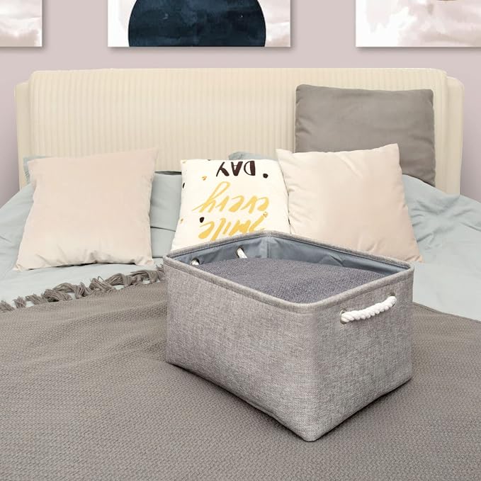 Large Storage Bins- Storage Baskets for Organizing Shelves, Basket Organizer for Closet Bookshelf Dog Toy Nursery Clothes Laundry Home Organization, Fabric Storage Cubes W/Handles