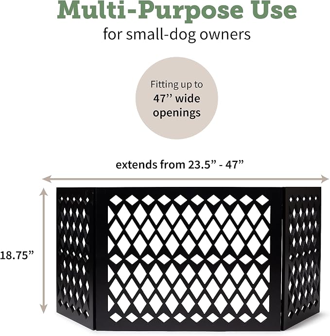 Free Standing Pet Gate | Pet Gate for Small Dogs | Free Standing Dog Gate for Stairs | Freestanding Dog Gates for Doorways | Freestanding Pet Gates | Width 23.5-47 inch | Height 18.75 inch (Diamond)