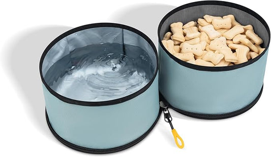 OllyDog Superbowl | Collapsible Dog Travel Bowl | 2 Compartment Food & Water | Foldable| Portable Dog Bowl | Hiking, Camping (St. Lucia)