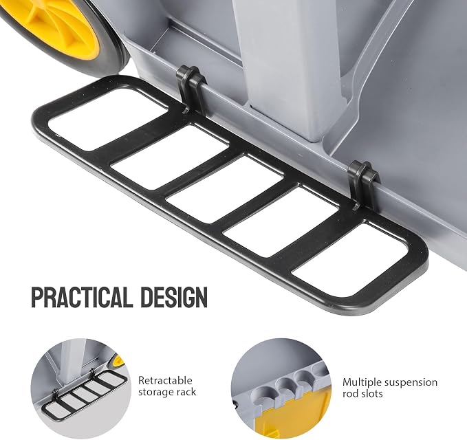 TUFFIOM Multifunctional Janitorial Cart with Key-Locking Cabinet,Cleaning Carts on Wheels,with 15 Gallon Collection Bag,500 lbs Capacity, Yellow&Gray