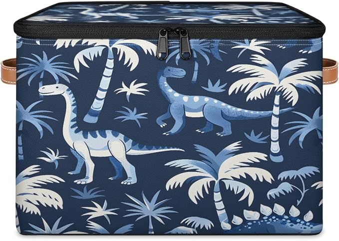 Dinosaur Palm Tree Storage Box with Zipper Lid