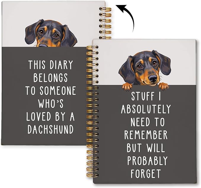 LIANGW Funny Dachshund Gifts for Women & Men | Dachshund Spiral Notebook Journal,Weiner Dog Gifts,Sausage Doxie Dog Gift,5.5x8.3 Inch