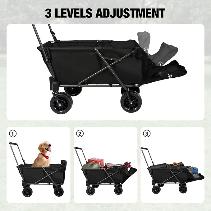 REDCAMP Folding Dog Wagon Cart with Removable Canopy, 220L Dog Stroller | Large Collapsible Utility Cart with Tailgate & All-Terrain Wheels for Sports Shopping Pet