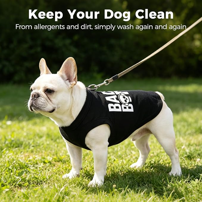 BINGPET Bad to The Bone Dog Shirts,Soft Cotton Puppy Tshirt,Breathable Lightweight Dog Costumes Tank Top Vest,Machine Washable Stretchy Clothes for Small Medium Large Dogs Boy Girl (XS)